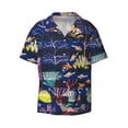 thumbnail image 1 of Honeii 's Sea Inhabitans and Herb for men's short-sleeved button-up collared shirt featuring a pocket, perfect for beach vacations, and travel adventures., 1 of 5