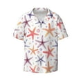 thumbnail image 1 of Honeii 's Starfish 1 for men's short-sleeved button-up collared shirt featuring a pocket, perfect for beach vacations, and travel adventures., 1 of 5