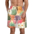 thumbnail image 1 of Honeii's Succulent And Cactus Print Men's Casual Shorts with Drawstring，Swim Trunks Quick Dry Beach Shorts, 1 of 5