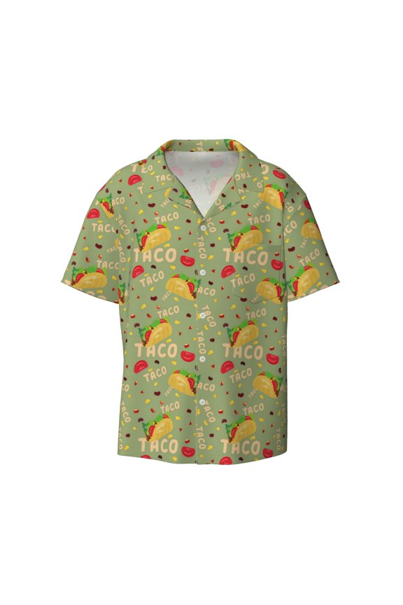 's Taco for men's short-sleeved button-up collared shirt featuring a pocket, perfect for beach vacations, and travel adventures.