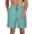 thumbnail image 1 of Honeii's Teal Green Glitter Print Men's Casual Shorts with Drawstring，Swim Trunks Quick Dry Beach Shorts, 1 of 5