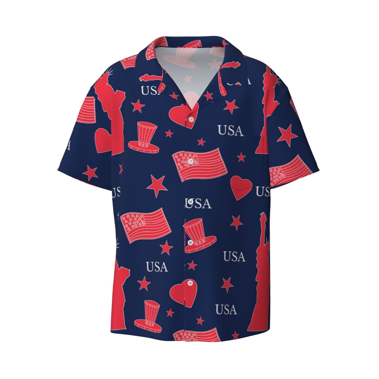 Honeii 's The Statue Of Liberty for men's short-sleeved button-up ...