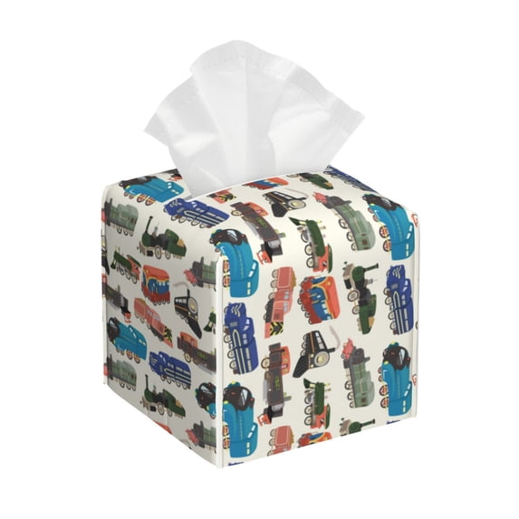 Honeii 's Train for Leather Square Tissue Box Cover Holder: A Stylish Organizer for Tabletops, Bathrooms, Cars & Offices