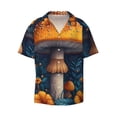 thumbnail image 1 of Honeii 's Vintage Blue Leaf Mushroom for men's short-sleeved button-up collared shirt featuring a pocket, perfect for beach vacations, and travel adventures., 1 of 5