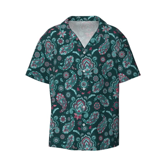 Honeii 's Vintage Floral for men's short-sleeved button-up collared shirt featuring a pocket, perfect for beach vacations, and travel adventures.