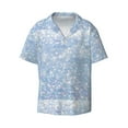 thumbnail image 1 of Honeii 's White Bule Glitter for men's short-sleeved button-up collared shirt featuring a pocket, perfect for beach vacations, and travel adventures., 1 of 5