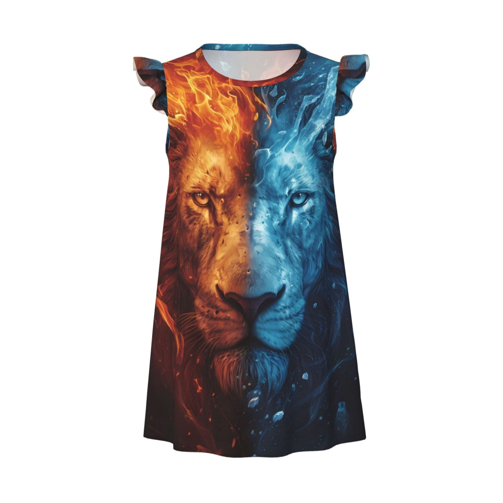 Red - Lion Face Printed Nightwear Set For Women main image 1