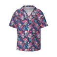 thumbnail image 1 of Honeii 's flower Skull leaf colorful for men's short-sleeved button-up collared shirt featuring a pocket, perfect for beach vacations, and travel adventures., 1 of 5