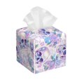 thumbnail image 1 of Honeii 's white Skull crystal flower for Leather Square Tissue Box Cover Holder: A Stylish Organizer for Tabletops, Bathrooms, Cars & Offices, 1 of 5