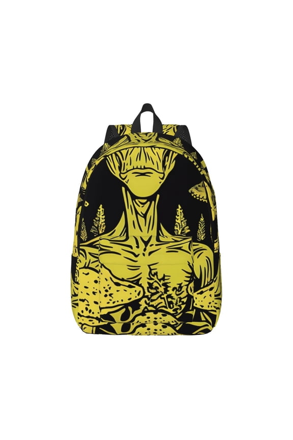 Honeii saucerman Mushroom Forest Print Canvas College Laptop Backpack, Durable Rucksack Travel Notebook Bag School Backpack Book Bag for Men Women-