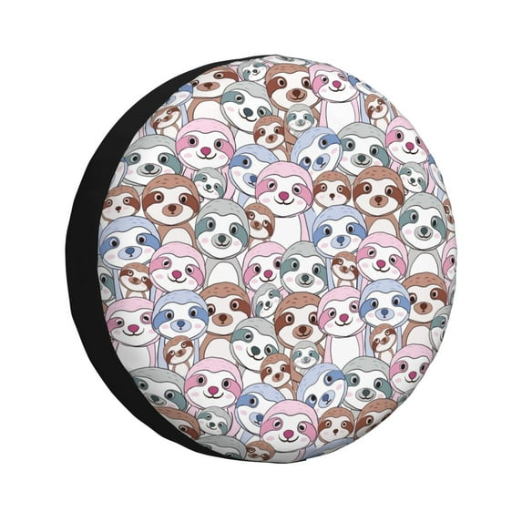 Honeii sloth cartoon Print Tire Covers, Waterproof Anti-UV Sun Snow Rain Tire Covers for Trailers, RV, Camper, SUV, Truck-14 inch