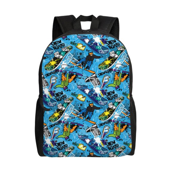 Honeii snow board blue Print Laptop Backpack for Work, College, Travel, Daily Backpacks for Men Women, Sport Rucksack,Computer Bag