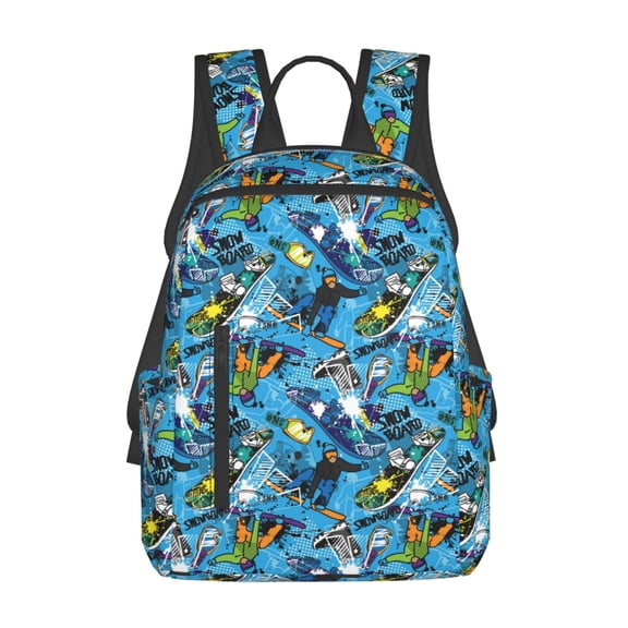 Honeii snow board blue Print Lightweight Backpacks,Carry on Backpack,Durable Backpack for School, Work & Travel