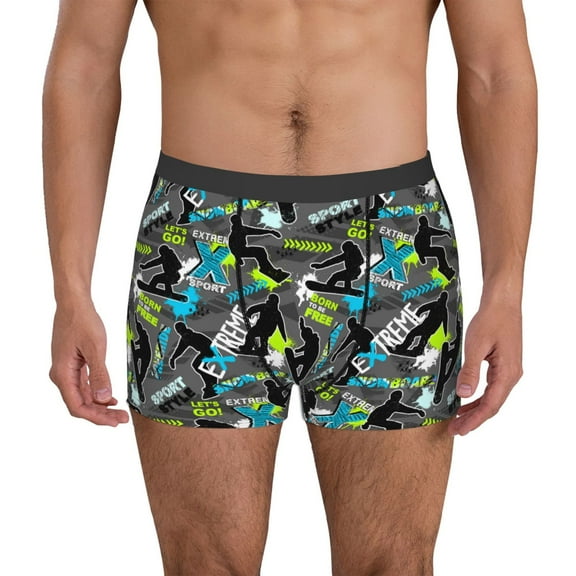 Honeii sport sonw board Print Mens Boxer Briefs Breathable,Boxer Brief for Men, Moisture-Wicking Underwear-Large