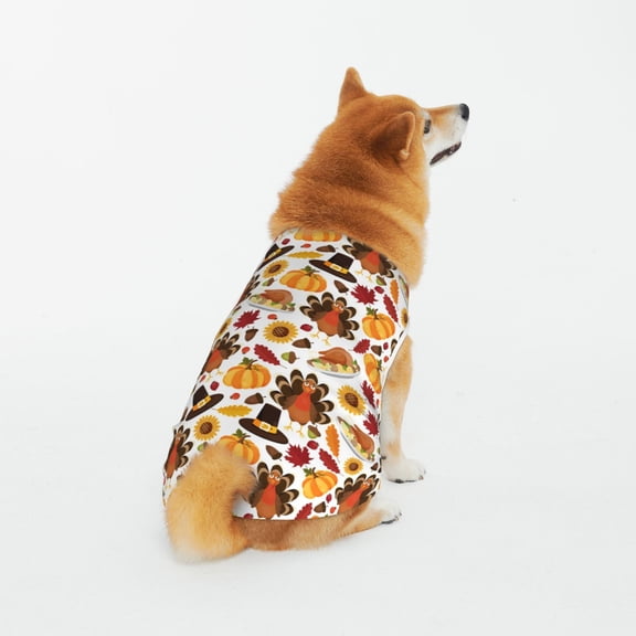 Honeii turkey hat Pumpkin Pattern 100% Cotton Dog Clothes Dog Costumes Doggie Shirts Puppy Shirt Pet Vest Tank Top Cat Tee-5X-Large