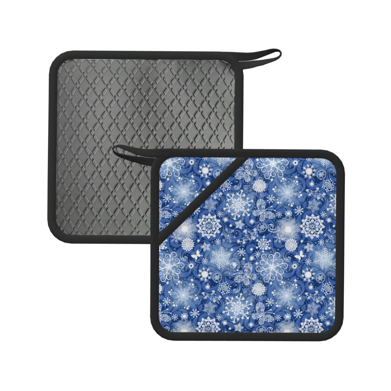 Honeii whiet Snowflake blue background for Silicone Trivets for Hot ...