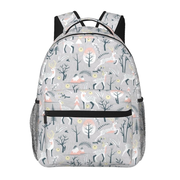Honeii white Moose winter tree Print Backpack for Both Men and Women, Basic Bookbag for College, Work, or Travel,Rucksack Computer Bag-One Size