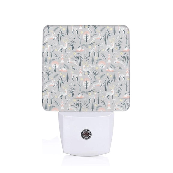 Honeii white Moose winter tree Print LED Night Light with Light Sensor, Night Lights Plug Into Wall,Ideal for Bedrooms and Hallways-US