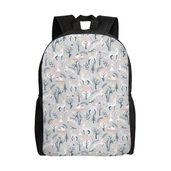 Honeii white Moose winter tree Print Laptop Backpack for Work, College, Travel, Daily Backpacks for Men Women, Sport Rucksack,Computer Bag