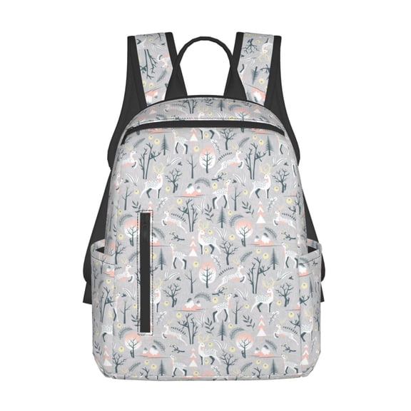 Honeii white Moose winter tree Print Lightweight Backpacks,Carry on Backpack,Durable Backpack for School, Work & Travel