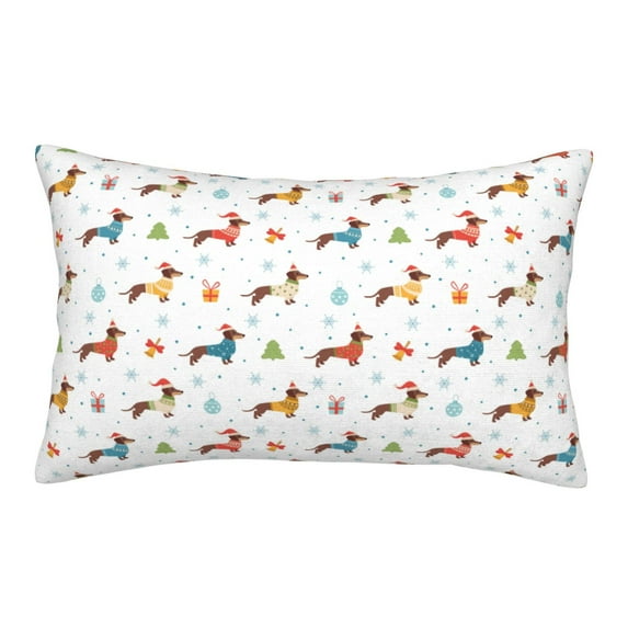 Honeii winter Snowflake Dachshund Pattern Decorative Throw Pillow Case - Elevate Your Couch, Sofa, or Bed with Stylish Home Decor-14"x20"