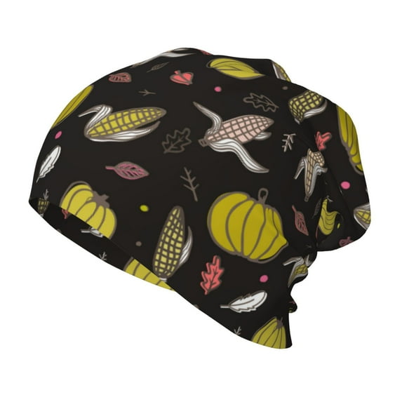 Honeii yellow Pumpkin Corn Print Kids Knit Beanie Watch Hat ,Knit Cap for Boys and Girls