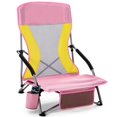 thumbnail image 1 of Honeilife Low Folding Beach Chairs for Adults, Portable Lightweight Chair with Cup Holder Mesh Back Lawn Chair with Carry Bag for Outdoor Camping Concert Travel, Pink, 1 of 7
