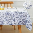 thumbnail image 1 of Blue and White Floral Tablecloth 52 x 70 Inch, Vintage Rectangle Table Cloth, Spill-Proof Stain Resistant Decorative Fabric Table Cover for Dining, Party, Picnic, 1 of 7