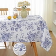 thumbnail image 1 of Blue and White Floral Tablecloth 52 x 70 Inch, Vintage Rectangle Table Cloth, Spill-Proof Stain Resistant Decorative Fabric Table Cover for Dining, Party, Picnic, 1 of 7