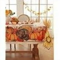 Honellaty Rectangle Table Cloth, Fall Turkey & Pumpkin Tablecloth for Dinner, Thanksgiving, Harvest, Holiday Decor