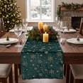 thumbnail image 1 of Honeplcked 13x71In Polyester Velvet Green Xmas Table Runner, Winter Seasonal Indoor Christmas Table Decorations, Embroidered Snowflake Table Runner for Xmas Party Home Holiday Kitchen Dining Room, 1 of 7