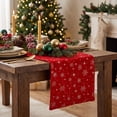 thumbnail image 1 of Honeplcked 13x71In Polyester Velvet Red Xmas Table Runner, Winter Seasonal Indoor Christmas Table Decorations, Embroidered Snowflake Table Runner for Xmas Party Home Holiday Kitchen Dining Room, 1 of 7