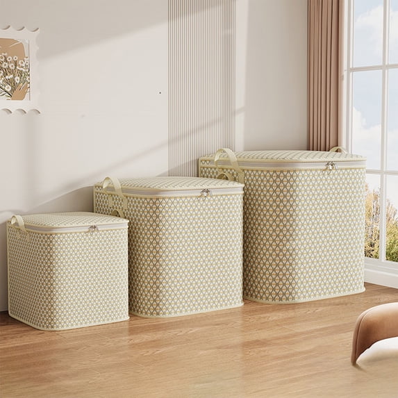Honeplcked 150L Storage Bins with Lids & Reinforced Handles, Heavy Duty Clothes Storage Bags, Large Storage Basket Containers for Blanket, Comforter, Pillow, Bedding on Clearance