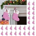 thumbnail image 1 of Honeplcked 2Pcs Pink Christmas Stockings with Initials, Super Soft White Plush Cuff Classic Monogrammed Knitted Christmas Stockings for Christmas Party Fireplace Family Hanging Stocking Decorations, 1 of 6