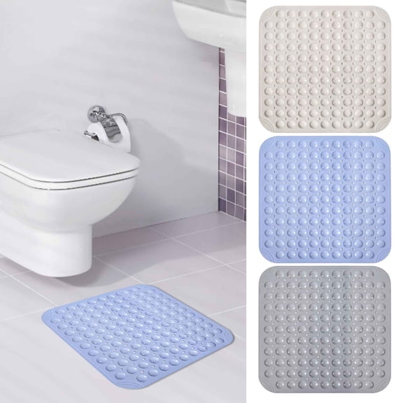 Honeplcked Bath Tub and Shower Mat Non Slip, Quick Dry Machine Washable Bath Mat with Drain Holes and Suction Cups for Bathroom Stall and Tub Floor, Bathroom Essentials (White) on Clearance