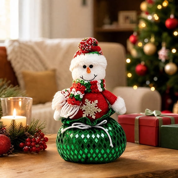 Honeplcked Christmas Figurines, Lovely Snowman Christmas Table Decorations for Christmas Parties, Family Gatherings, Cabin Decor and Holiday Display Gifts 5"×12"