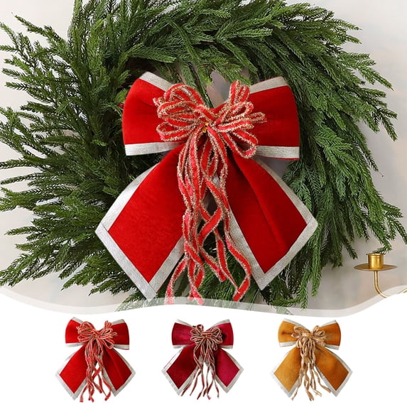 Honeplcked Christmas Ornaments Bows Christmas Tree Wreath Decorations, Orange Ribbon Bows for Holiday Parties Indoor Outdoor Crafts DIY Christmas Decor on Clearance