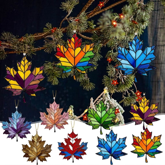 Honeplcked Christmas Ornaments for Tree Fall Decor Maple Leaf Shaped Pendant Christmas Tree Decorations Ornaments for Wall Door Tree Fall Hanging Decorations for Home on Clearance