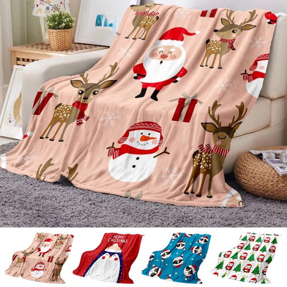 Honeplcked Christmas Prints Throw Blanket Warm Fuzzy Fluffy Soft Cozy Christmas Blanket for Winter Bedding Couch Christmas Decorations Gifts for Mom Women, 28 x 39 inch on Clearance