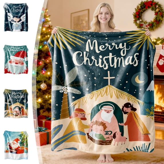 Honeplcked Christmas Throw Blanket, 30" x 39" Ultra Soft and Warm Cozy Fleece Blanket, Christmas Decorations Blankets and Throws for Bed Couch Sofa, Winter Bedding Christmas Gifts for Women Men