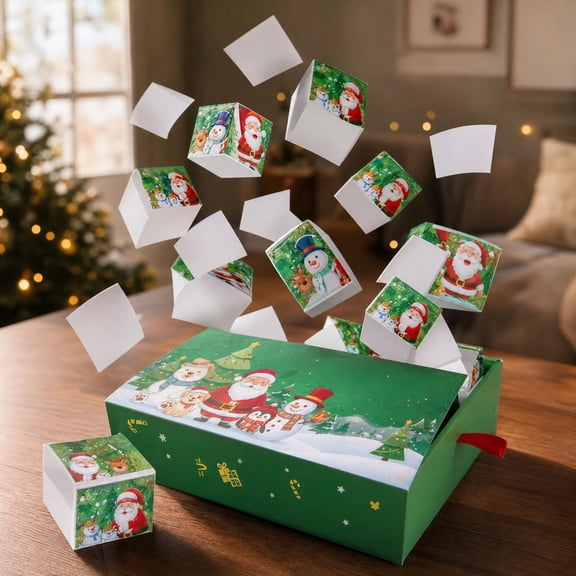 Honeplcked Exploding Money Gift Box Christmas Surprise Gift Box Explosion for Money, Unique Xmas Folding Bouncing Gift Explosion Box for Xmas Birthday Anniversary Valentine (12 Bounces, Green)