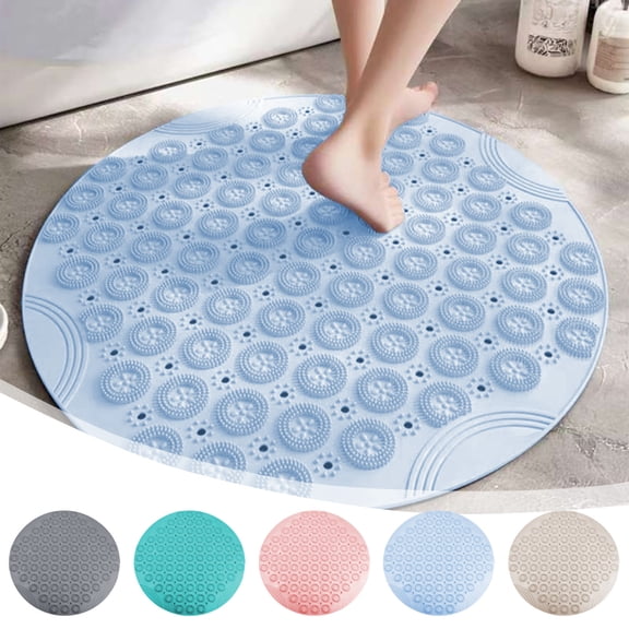 Honeplcked Round Bath Tub Shower Mat, Machine Washable Non Slip Bath Mat with Drain Holes and Suction Cups for Shower Stall and Tub Floor, Bathroom Essentials (Pink) on Clearance