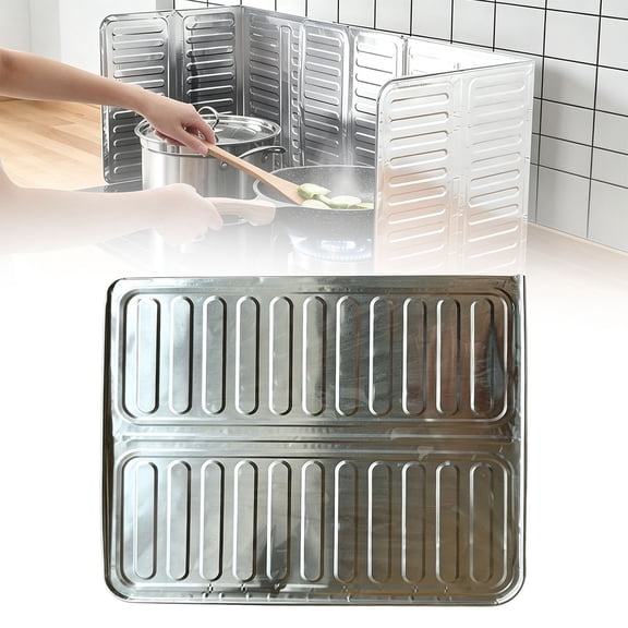 HonesrMatter Oil Splatter Guard, Splatter Screen for Frying Pan, Stove Splash Guard Foldable Aluminum Foil, 33.1 x 12.8 Inch Kitchen Tool, 1 Pack