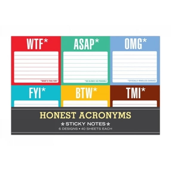 Knock Knock Honest Acronyms: Sticky Note Packet