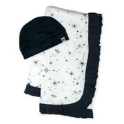 Honest Baby Clothing Organic Cotton Boy/Girl 2-Piece Stroller Blanket and Beanie Hat Gift Set, Navy