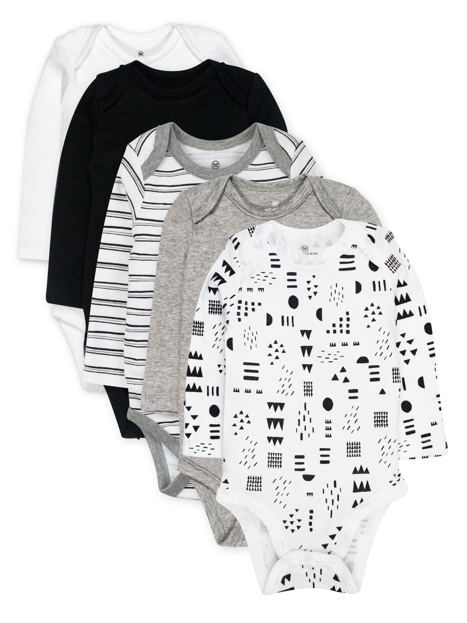 Honest Baby Clothing Organic Cotton Baby Long Sleeve Bodysuits, 5-Pack, Sizes Newborn-24 Months