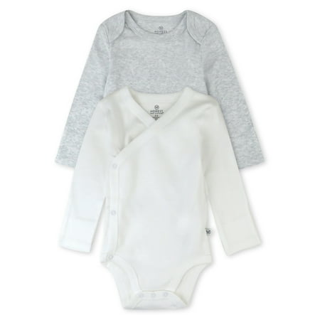Honest Baby Clothing Baby Boy or Girl Gender Neutral Organic Cotton Long Sleeve Bodysuit and Side Snap Long Sleeve Bodysuit, 2 Piece (Preemie-9 Months)