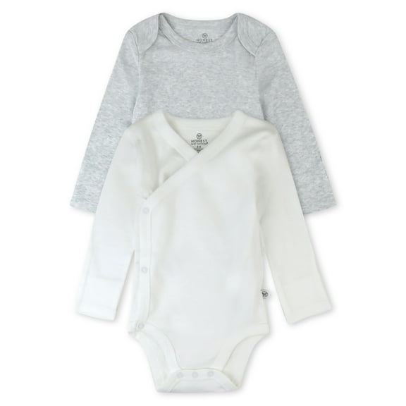 Honest Baby Clothing Baby Boy or Girl Gender Neutral Organic Cotton Long Sleeve Bodysuit and Side Snap Long Sleeve Bodysuit, 2 Piece (Preemie-9 Months)