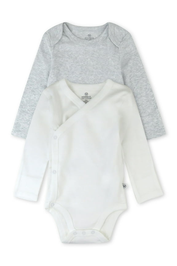 Baby Boy or Girl Gender Neutral Organic Cotton Long Sleeve Bodysuit and Side Snap Long Sleeve Bodysuit, 2 Piece (Preemie-9 Months)