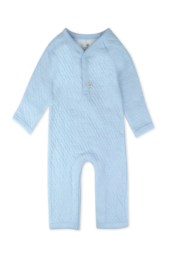 Baby Boy or Girl Gender Neutral Organic Cotton Center Front Snap Matelasse Coverall, Preemie-24 Months